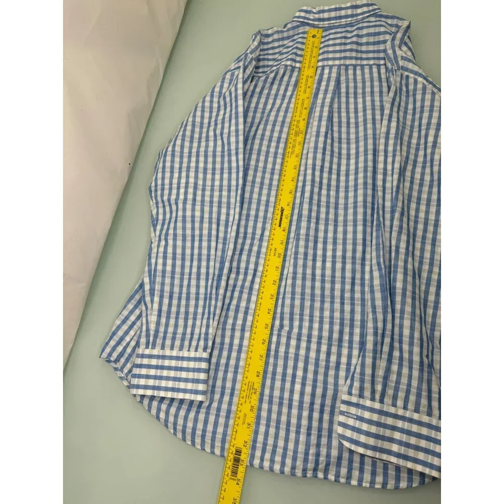 Peter Millar Men Shirt Large L Linen Cotton Blend Button Up Long Sleeve Blue - Picture 6 of 8